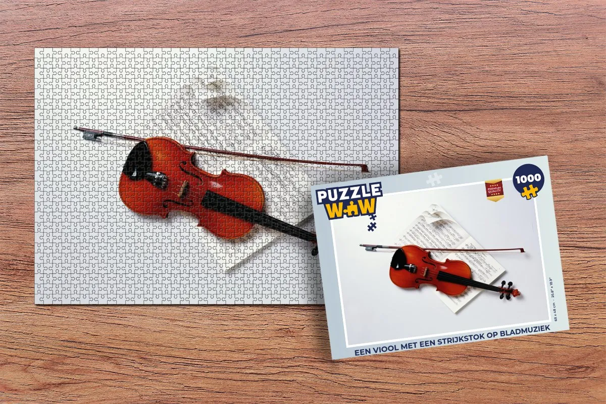 PuzzleWow Viool met Strijkstok Legpuzzel 1000 Stuks - Multicolor