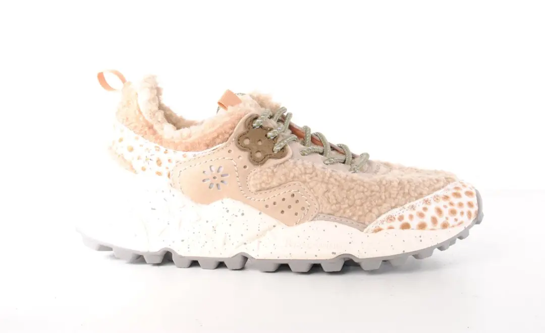 Flower Mountain dames sneakers beige teddy, suède