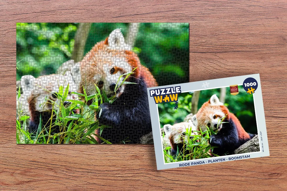 PuzzleWow Rode Panda Boomstam Legpuzzel 1000 Stuks - Multicolor