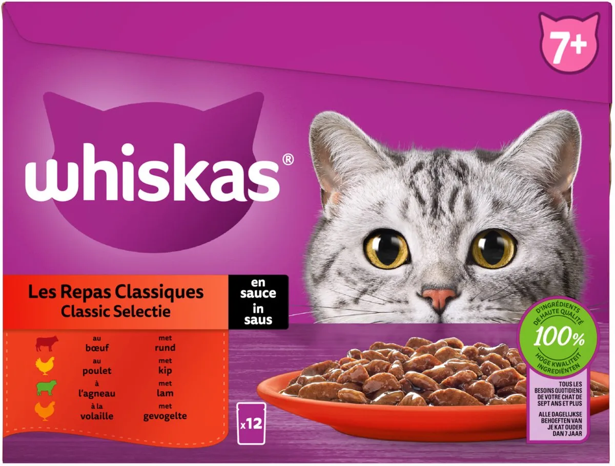 Whiskas Multipack Senior Classic Selectie in Saus - 12x85g