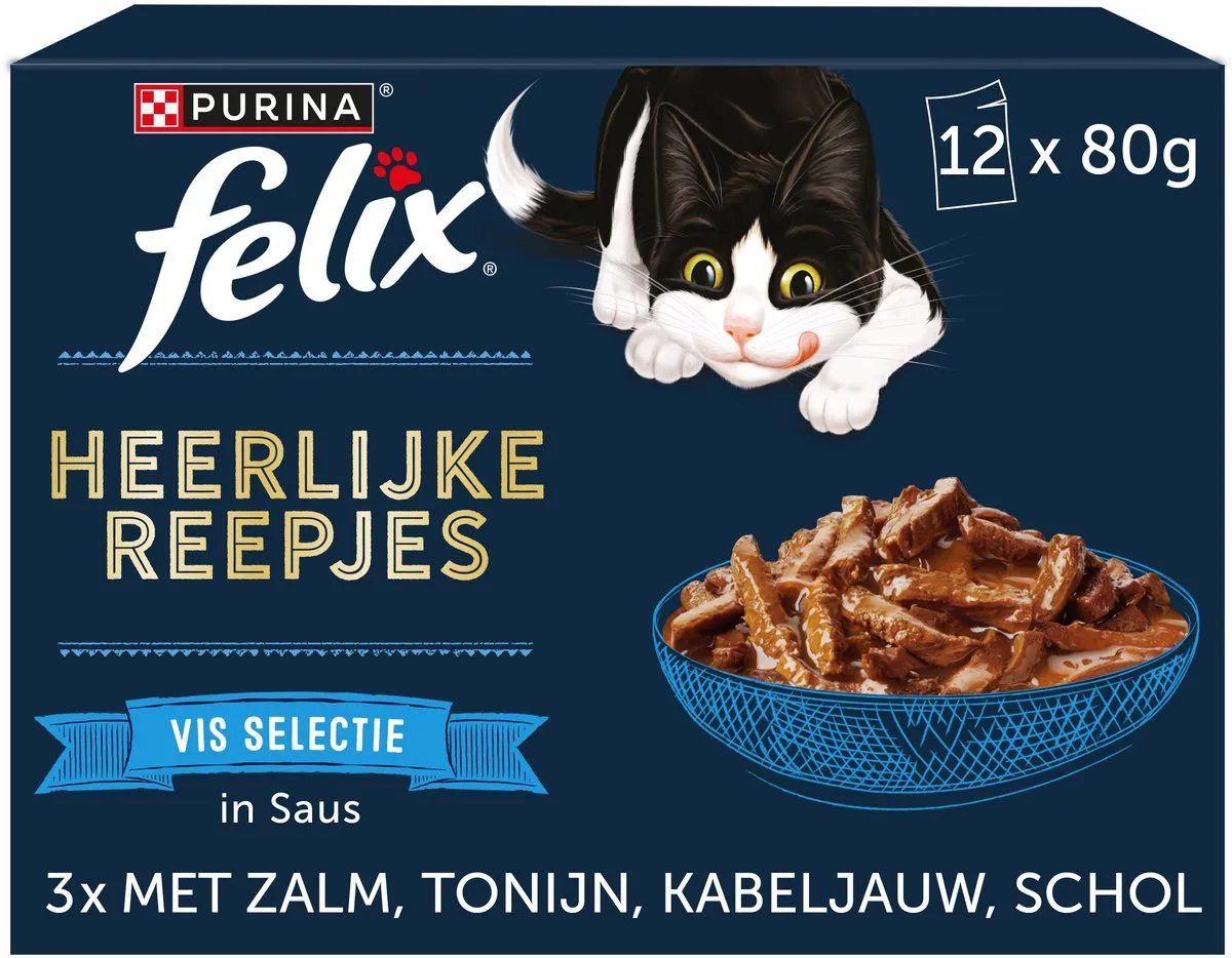 Felix Heerlijke Reepjes Vis Selectie Natvoer - 48 Stuks