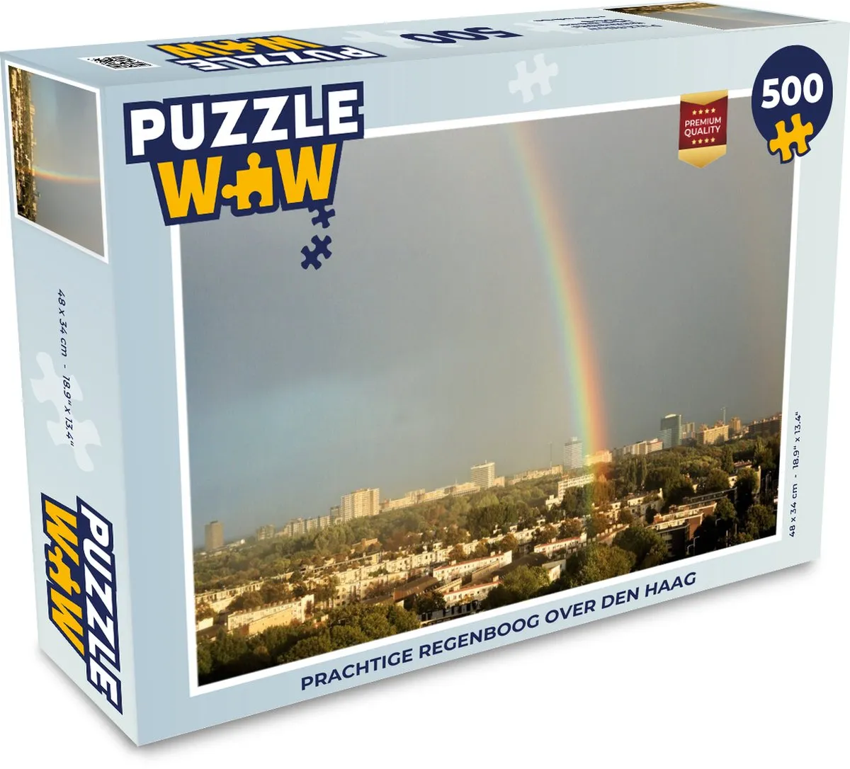 PuzzleWow Den Haag Regenboog Skyline Legpuzzel 500 Stuks - Multicolor