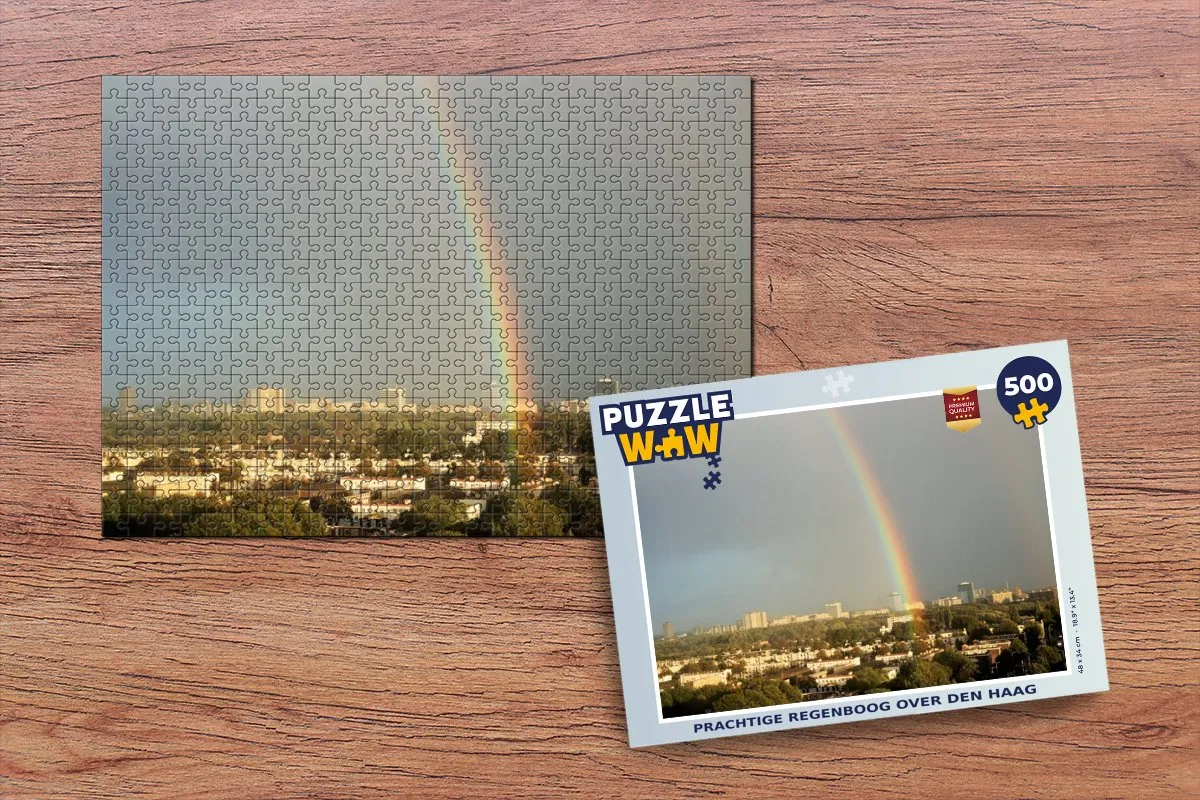 PuzzleWow Den Haag Regenboog Skyline Legpuzzel 500 Stuks