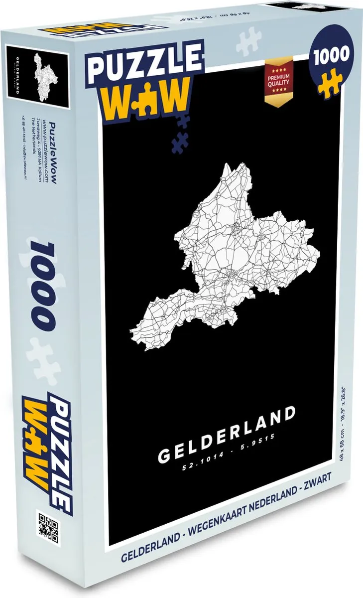 PuzzleWow Wegenkaart Nederland Legpuzzel 1000 Stuks