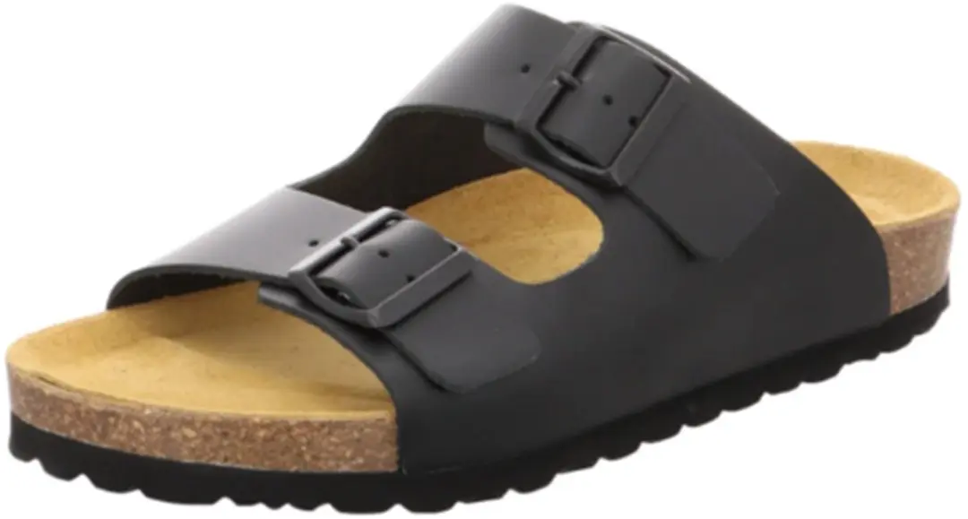 Natural Sense mannen pantoffels muiltjes sandalen leer zwaart 1152530