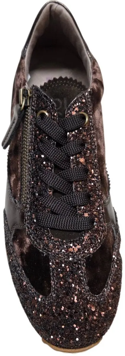 DL Sport 7153 306 01 Brillante Moro Sneakers - Bruin Glitters Suede & Leer - afbeelding 3 van 4