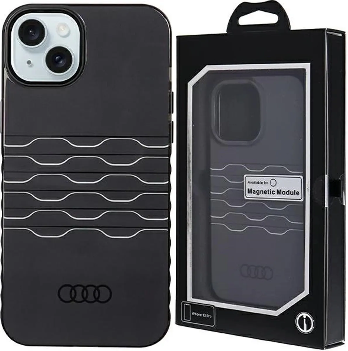 Audi IML Grille Pattern Back Case MagSafe - iPhone 15 - Zwart - afbeelding 6 van 6