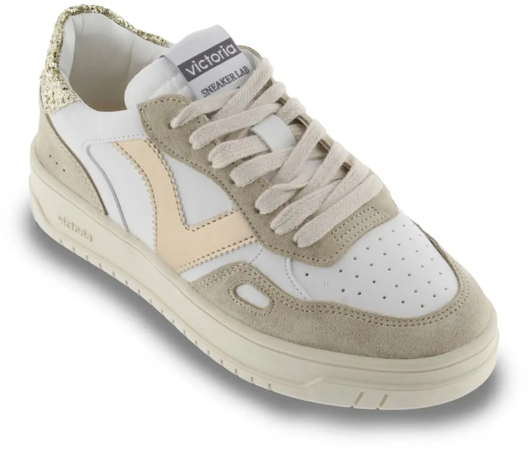 Victoria Seul Serraje & Glitter Dames Sneakers 1257119 - Wit-goud 39 - afbeelding 3 van 6