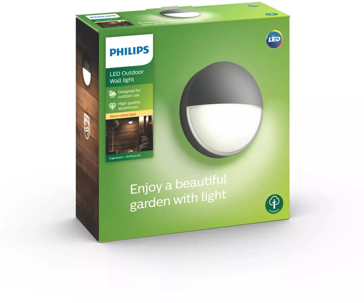 Philips Capricorn Muurlamp - Antraciet - Ø21,4cm