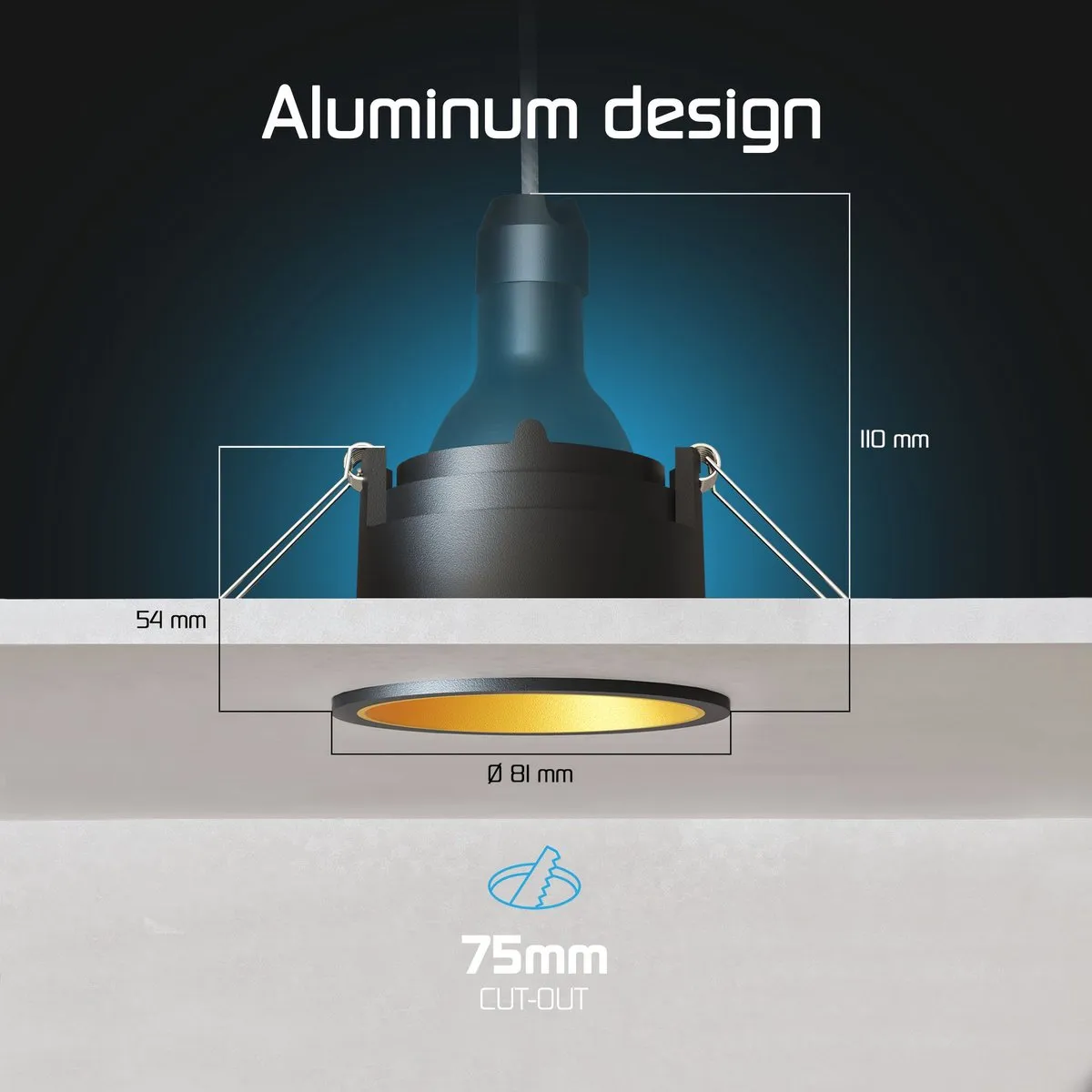 Ledvion LED Inbouwspot ø81mm GU10 - Zwart/Goud