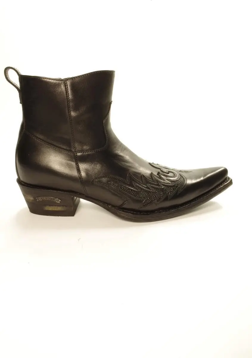 Sendra Boots 12185 Javi Zwart Handgemaakt Heren Cowboy Western Enkel Laars Spits