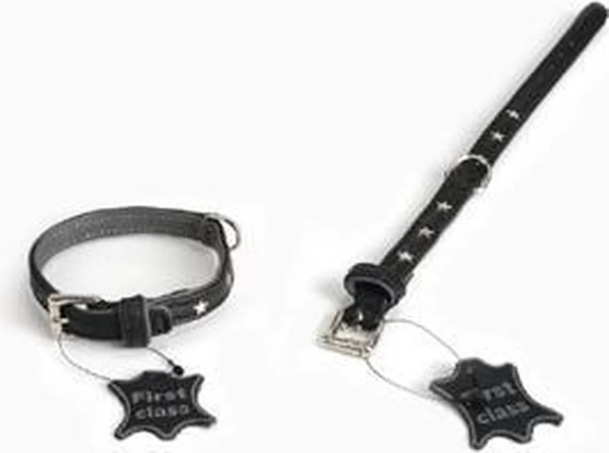 Beeztees Leren Halsband Stars - Zwart S