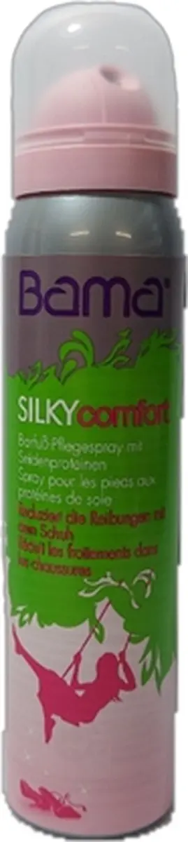 Bama 100ml Silky comfort Blote voeten spray met zijde. Helpt wrijving in de scho