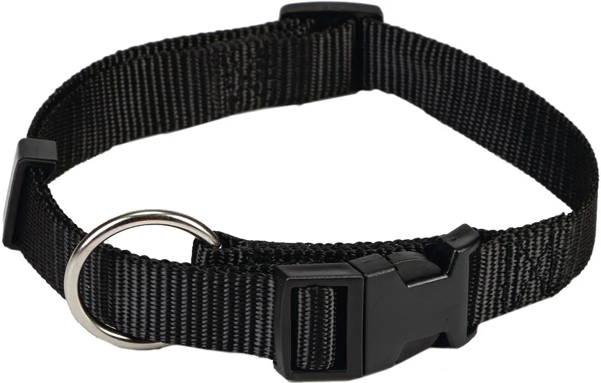 Beeztees Nylon Halsband Verstelbaar 30-45x15cm - Zwart