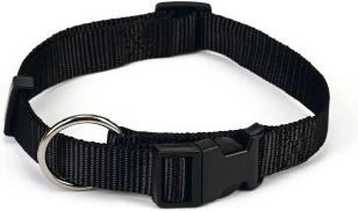 Beeztees Nylon Halsband Verstelbaar 30-45x15cm - Zwart