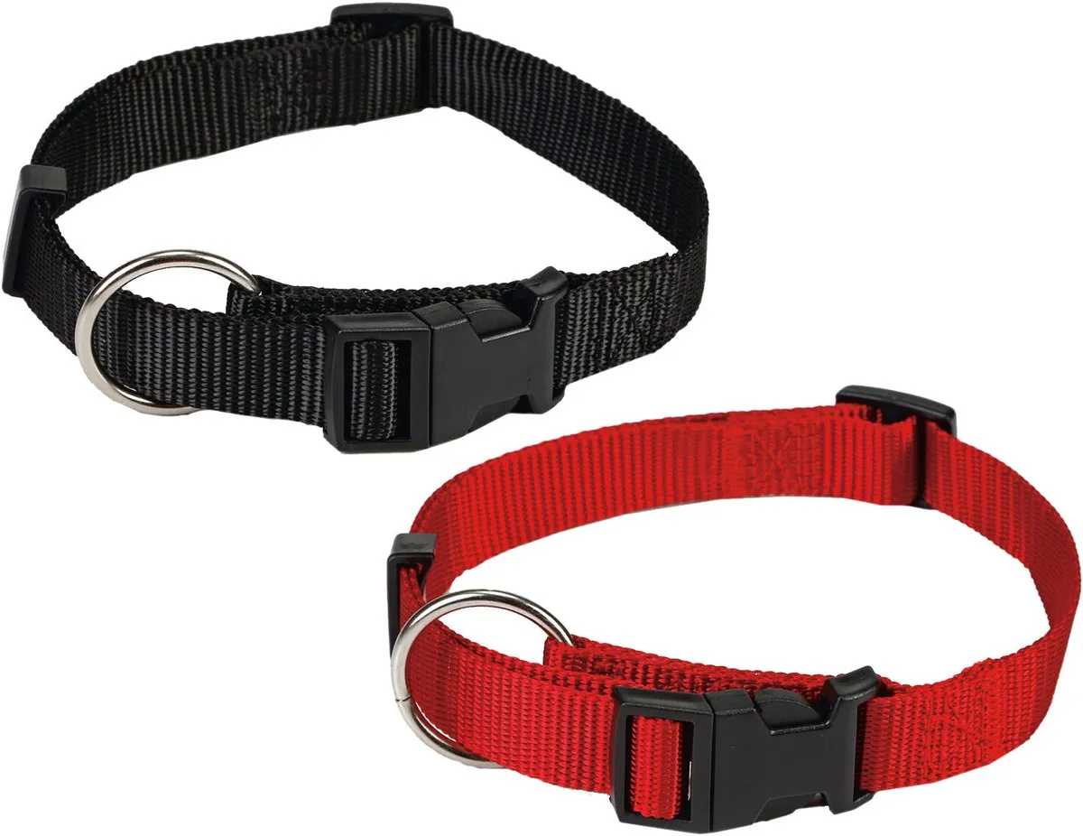 Beeztees Nylon Halsband Verstelbaar 30-45x15cm - Zwart