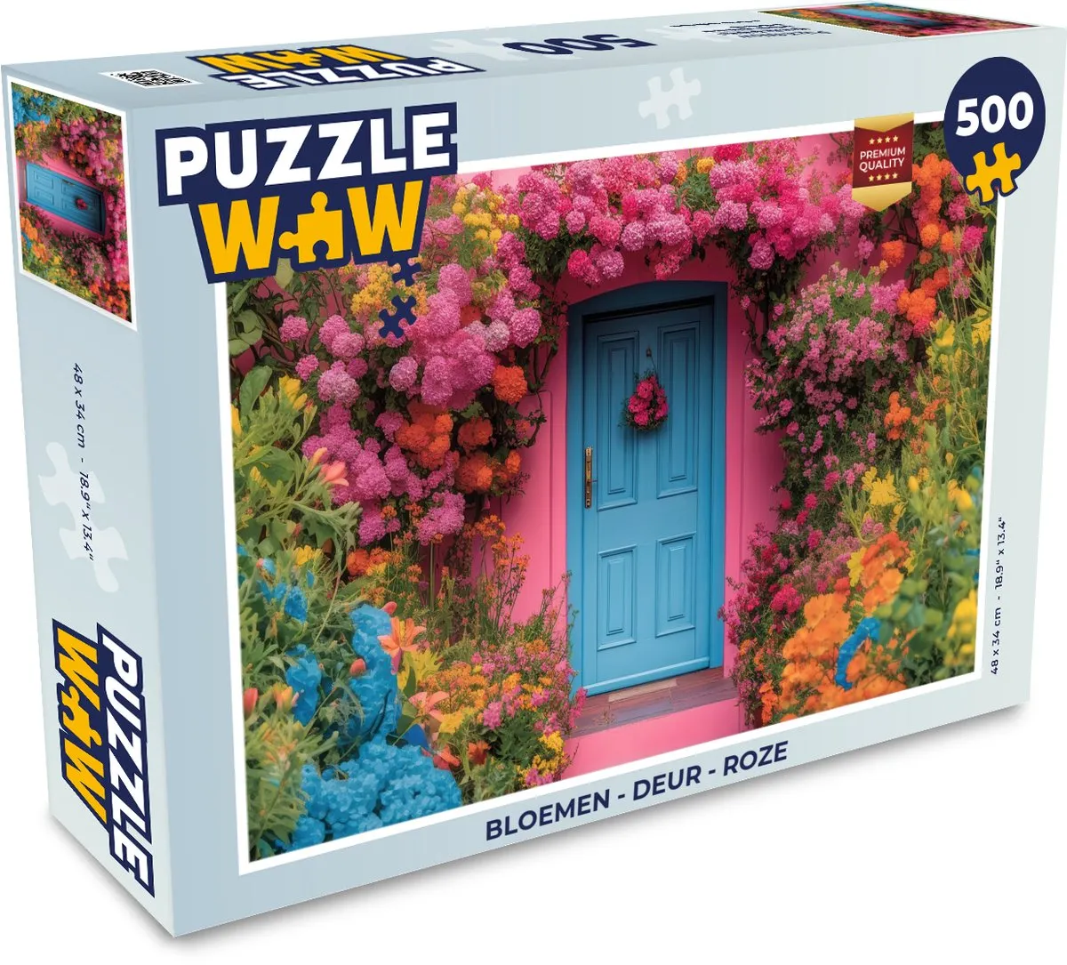 PuzzleWow Bloemen Deur Roze Legpuzzel 500 Stuks