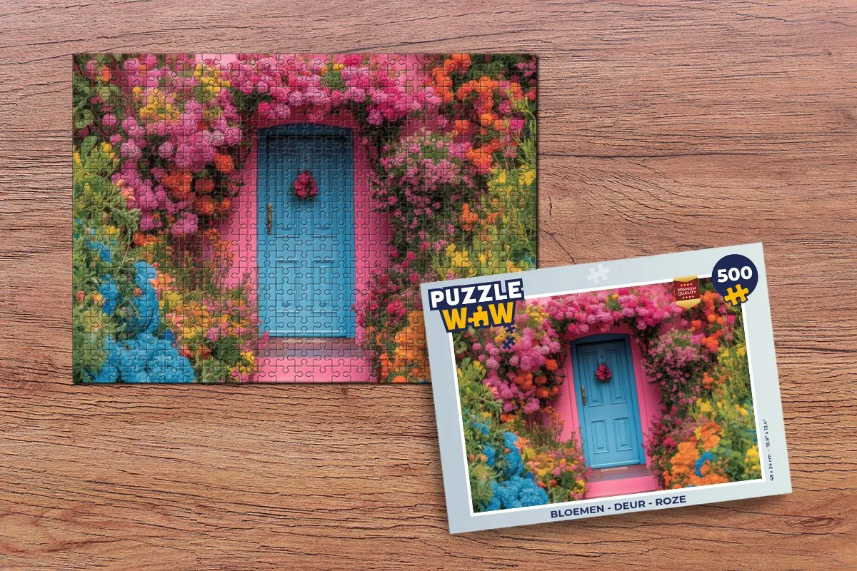 PuzzleWow Bloemen Deur Roze Legpuzzel 500 Stuks