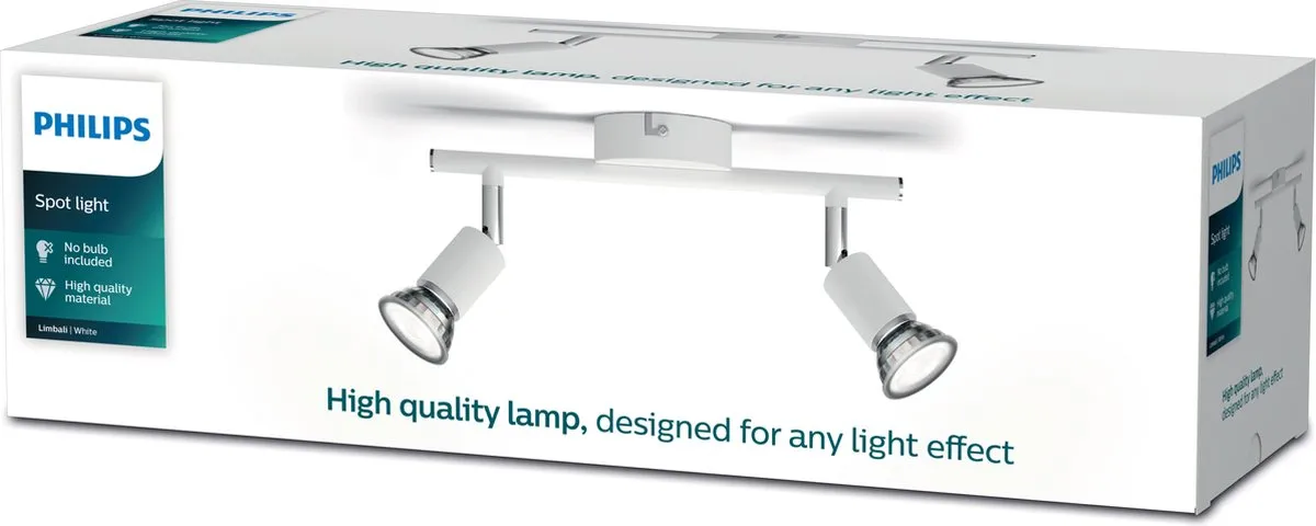 Philips Limbali Opbouwspot 2x GU10 Warmwit 4,6W - Wit