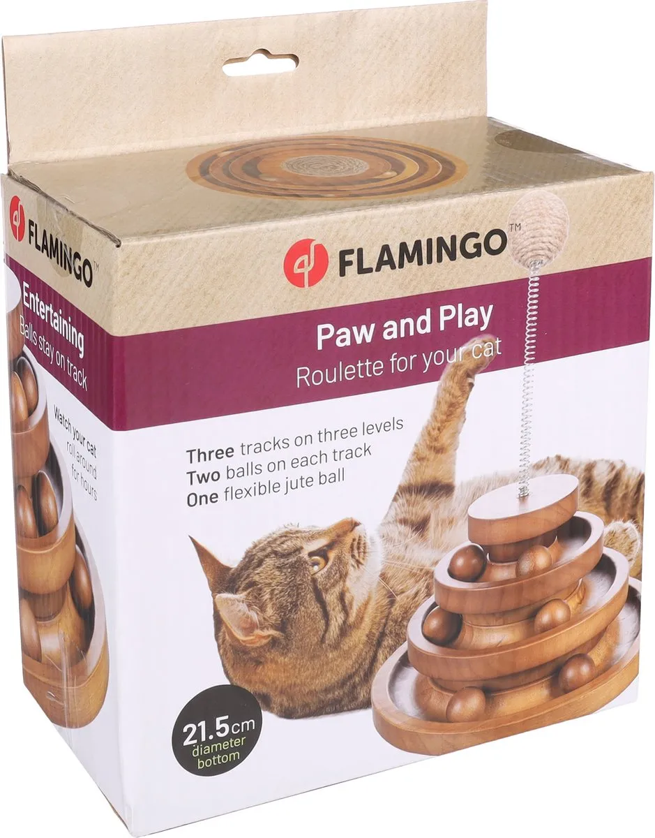 Flamingo Cattivo Houten Kattenbalbaan - Ø21,5cm - Bruin