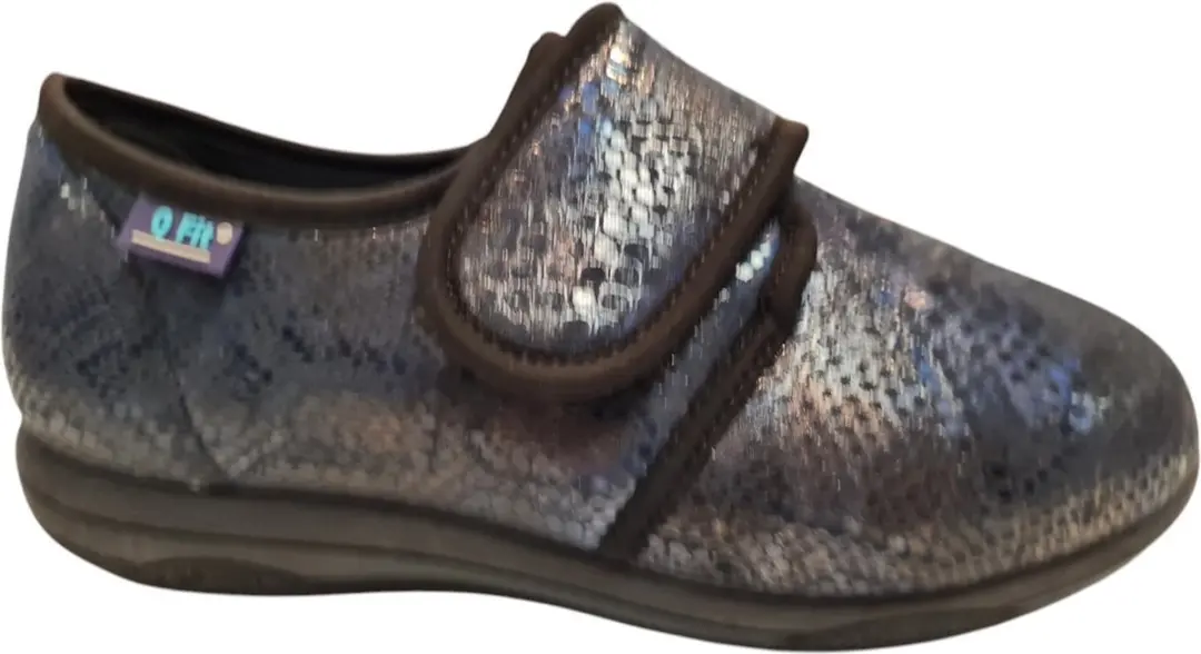 Q Fit Geneve 2 Blue Silver Dames Verbandpantoffels