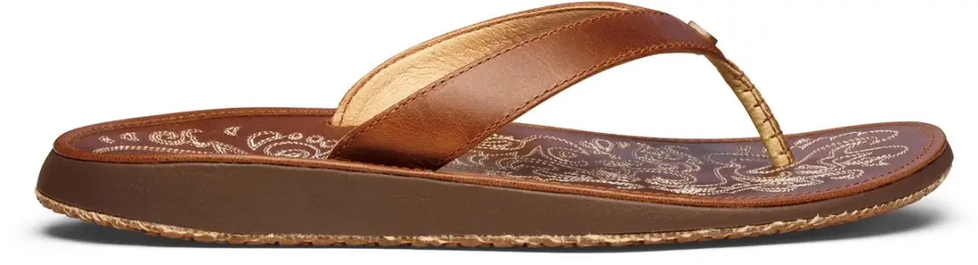OluKai Paniolo teenslippers Dames bruin Maat 36