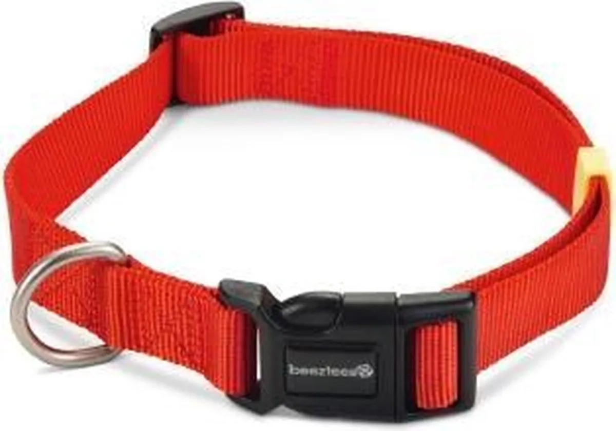 Beeztees Nylon Halsband Uni Rood 48-70cm x 25mm