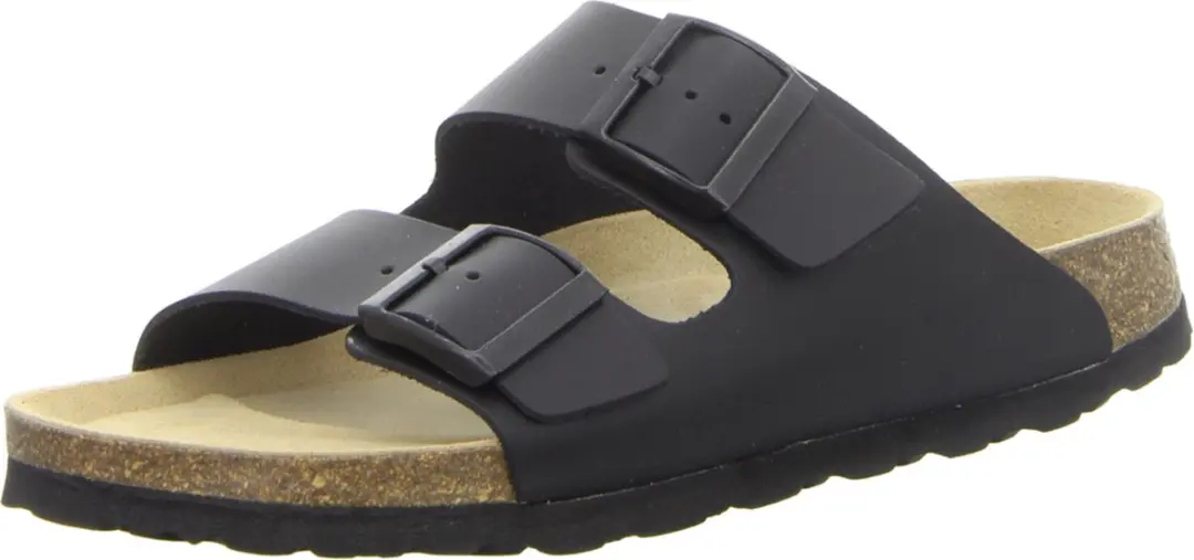 Natural Sense unisex pantoffels muiltjes sandalen leer zwart 1095018