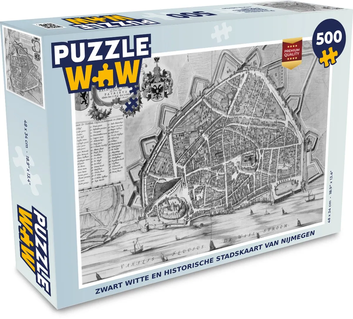 PuzzleWow Nijmegen Antiek Stadskaart Legpuzzel 500 Stuks