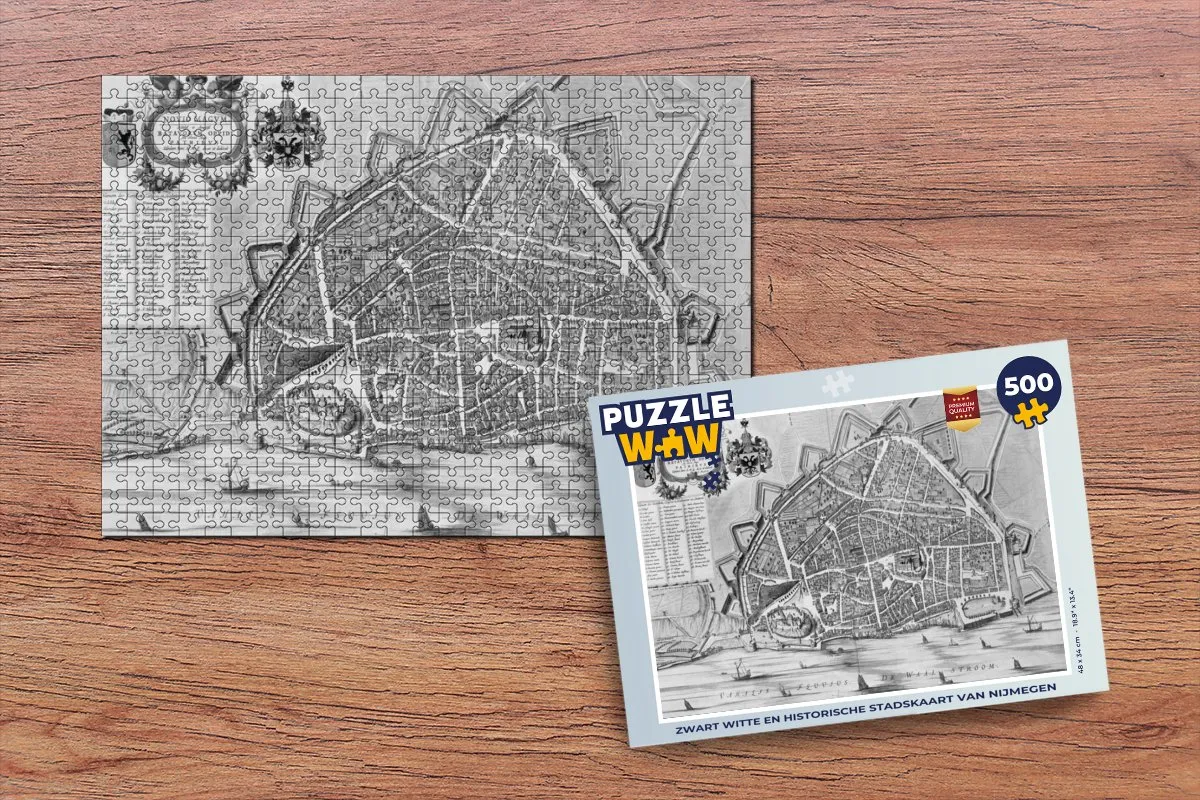 PuzzleWow Nijmegen Antiek Stadskaart Legpuzzel 500 Stuks - Multicolor