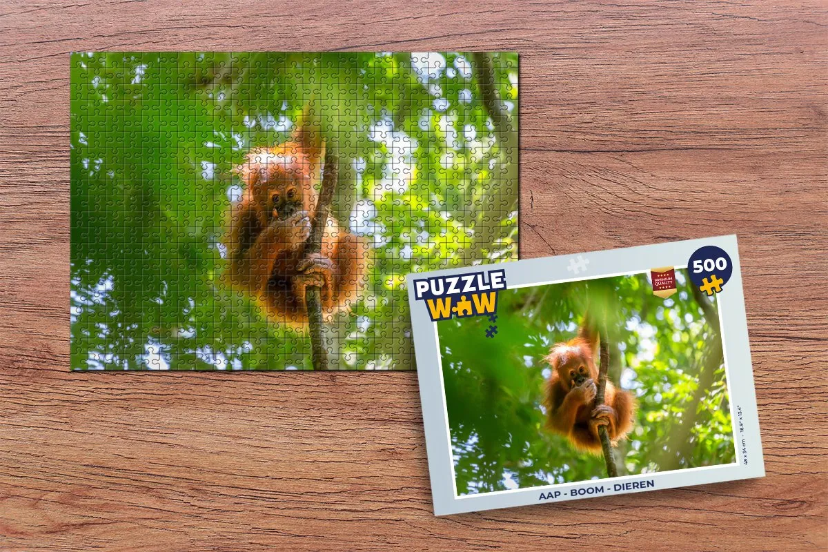 PuzzleWow Legpuzzel Aap Boom Dieren 500 Stuks - Multicolor