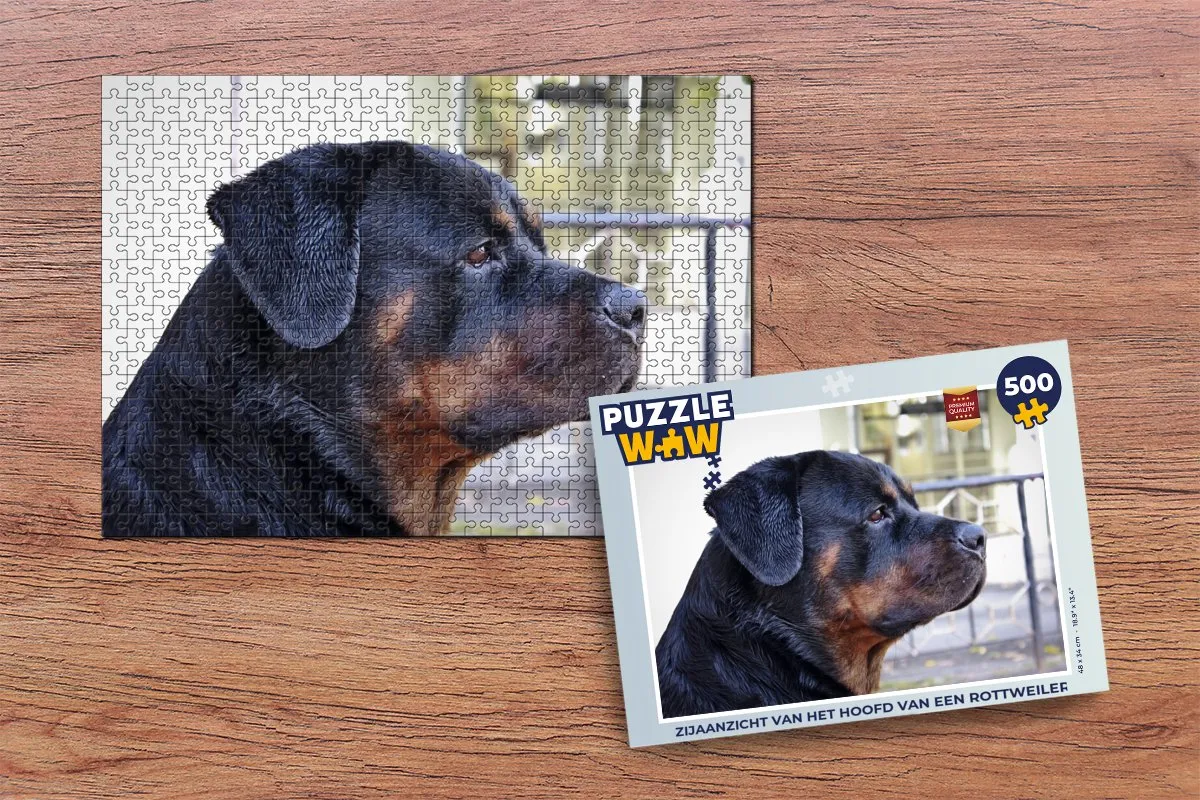 PuzzleWow Rottweiler Hoofd Legpuzzel 500 Stuks - Multicolor