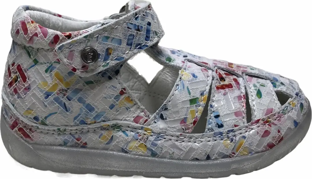 Falcotto velcro bloemen print gesloten lederen sandalen Laguna  wit multi mt 24
