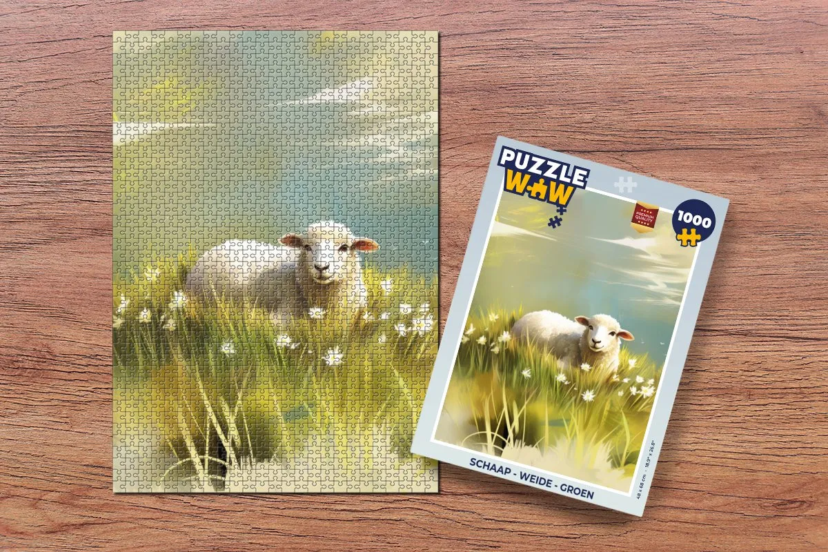 PuzzleWow Schaap Weide Legpuzzel 1000 Stuks - Groen