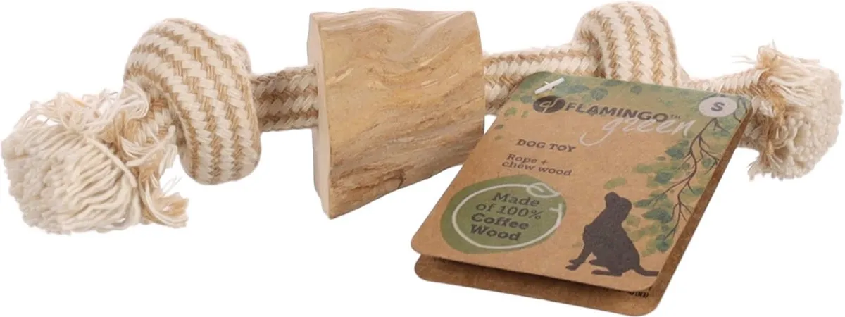 Flamingo Java Met Blok Houten Speelgoed Hond - Bruin S