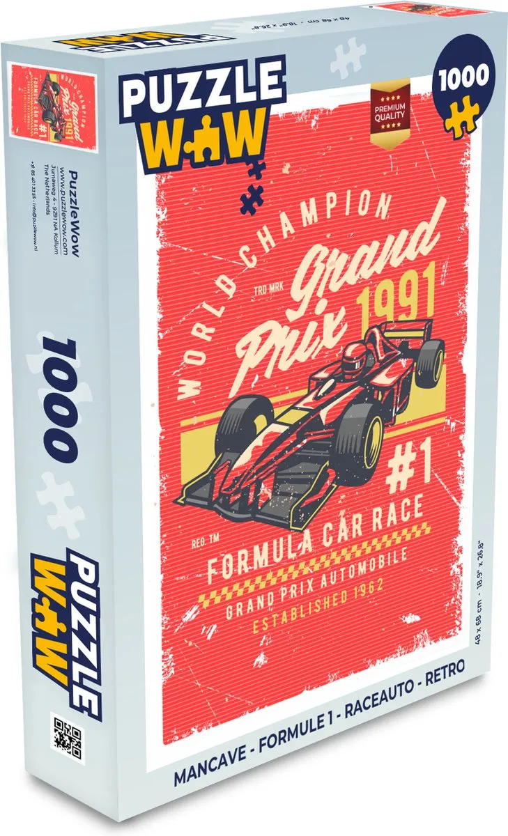 PuzzleWow Mancave Formule 1 Legpuzzel 1000 Stuks