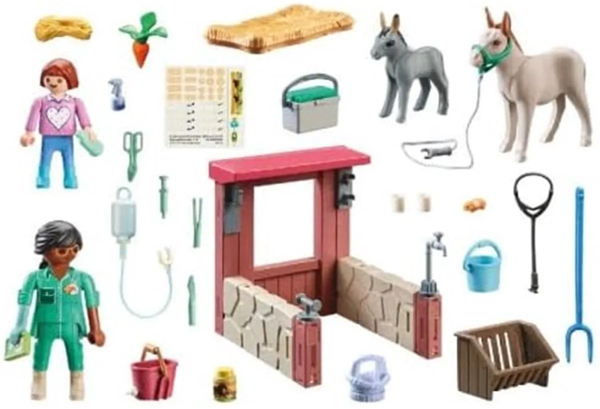Playmobil Starter Pack Boerderij Dierenarts met Ezels 71471 - Multicolor