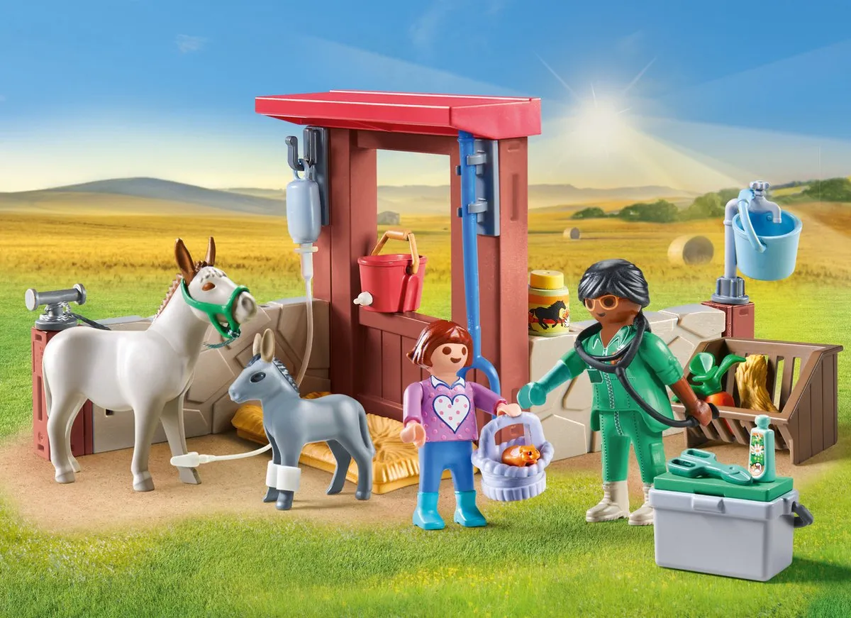 Playmobil Starter Pack Boerderij Dierenarts met Ezels 71471 - Multicolor