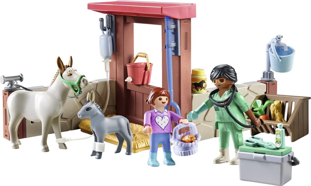 Playmobil Starter Pack Boerderij Dierenarts met Ezels 71471 - Multicolor