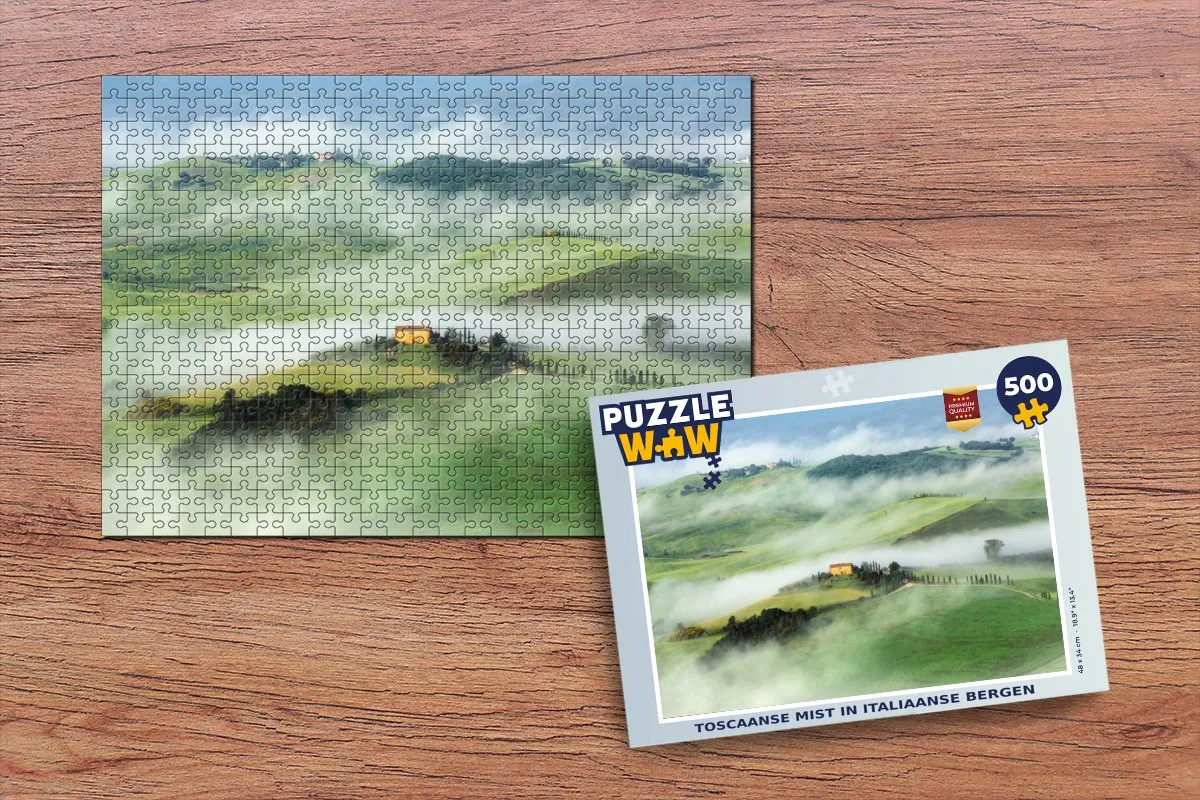 PuzzleWow Legpuzzel Berg - Mist - Toscane 500 Stuks - Multicolor