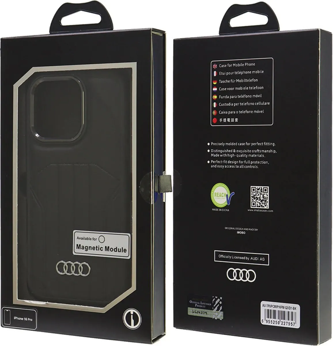 Audi iPhone 16 Pro Backcover Hoesje - Zwart - 8719273163078