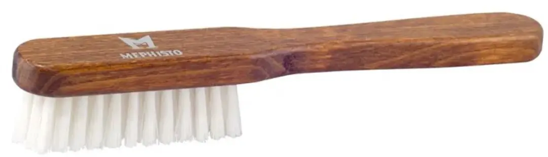 Schoenonderhoud Mephisto cleaning brush smalle witte borstel met houten handvat