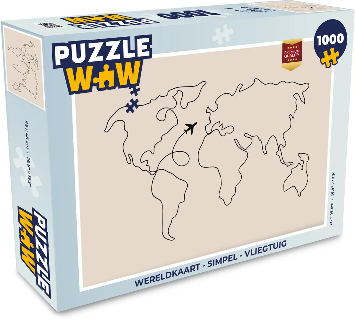 PuzzleWow Wereldkaart Vliegtuig Legpuzzel 1000 Stuks