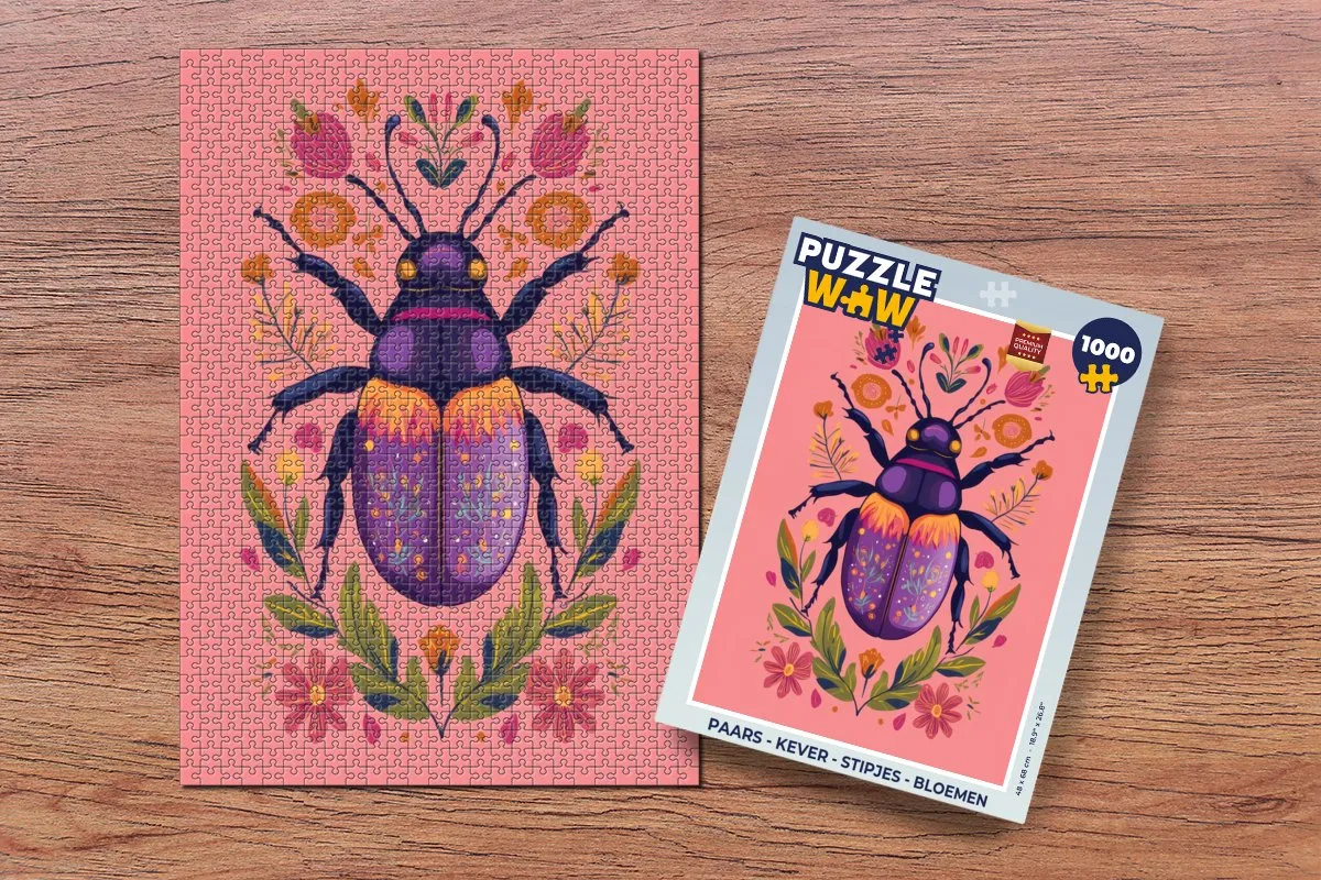 PuzzleWow Kever Bloemen Legpuzzel 1000 Stuks - Kleurrijk