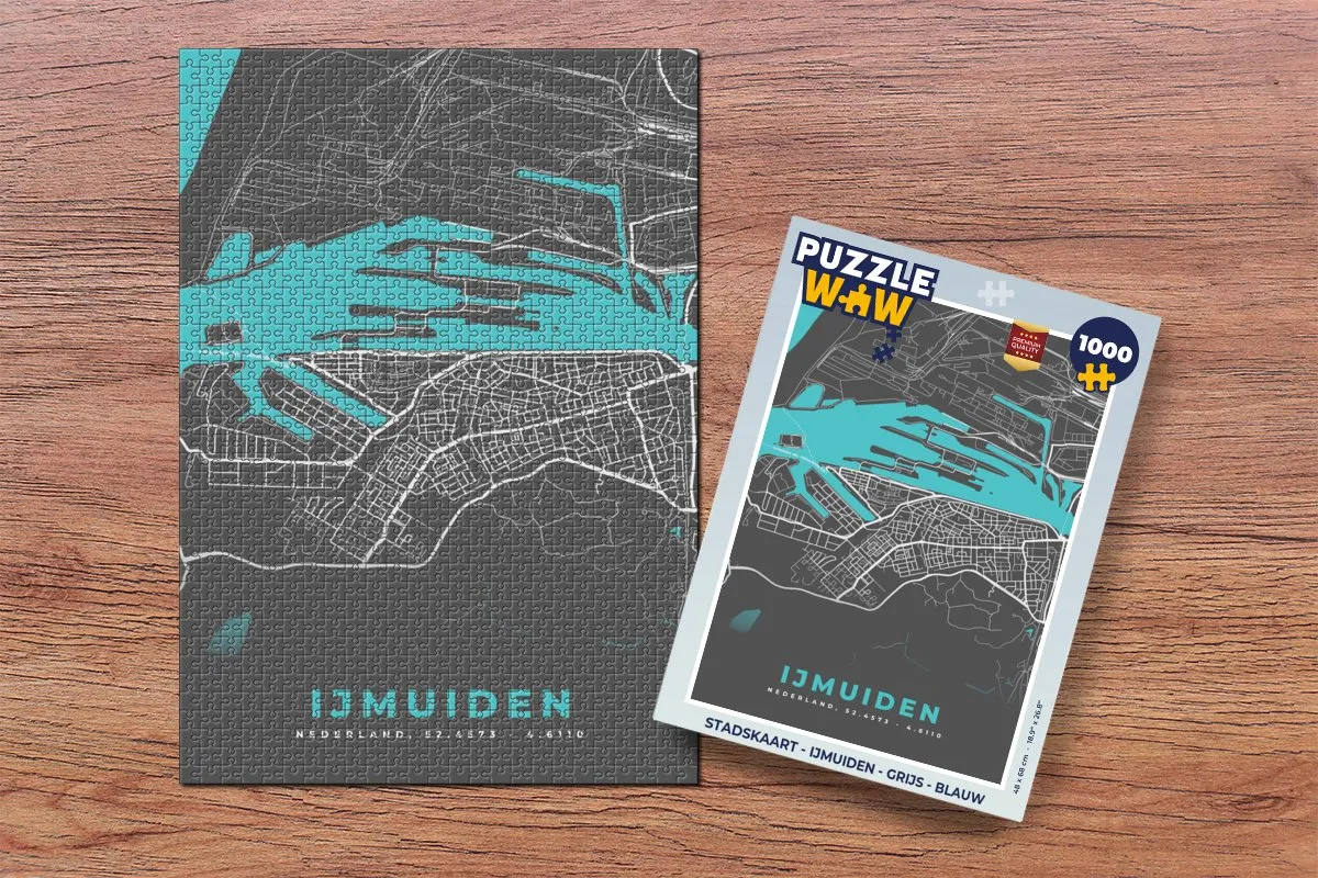 PuzzleWow Stadskaart IJmuiden Legpuzzel 1000 Stuks - Multicolor