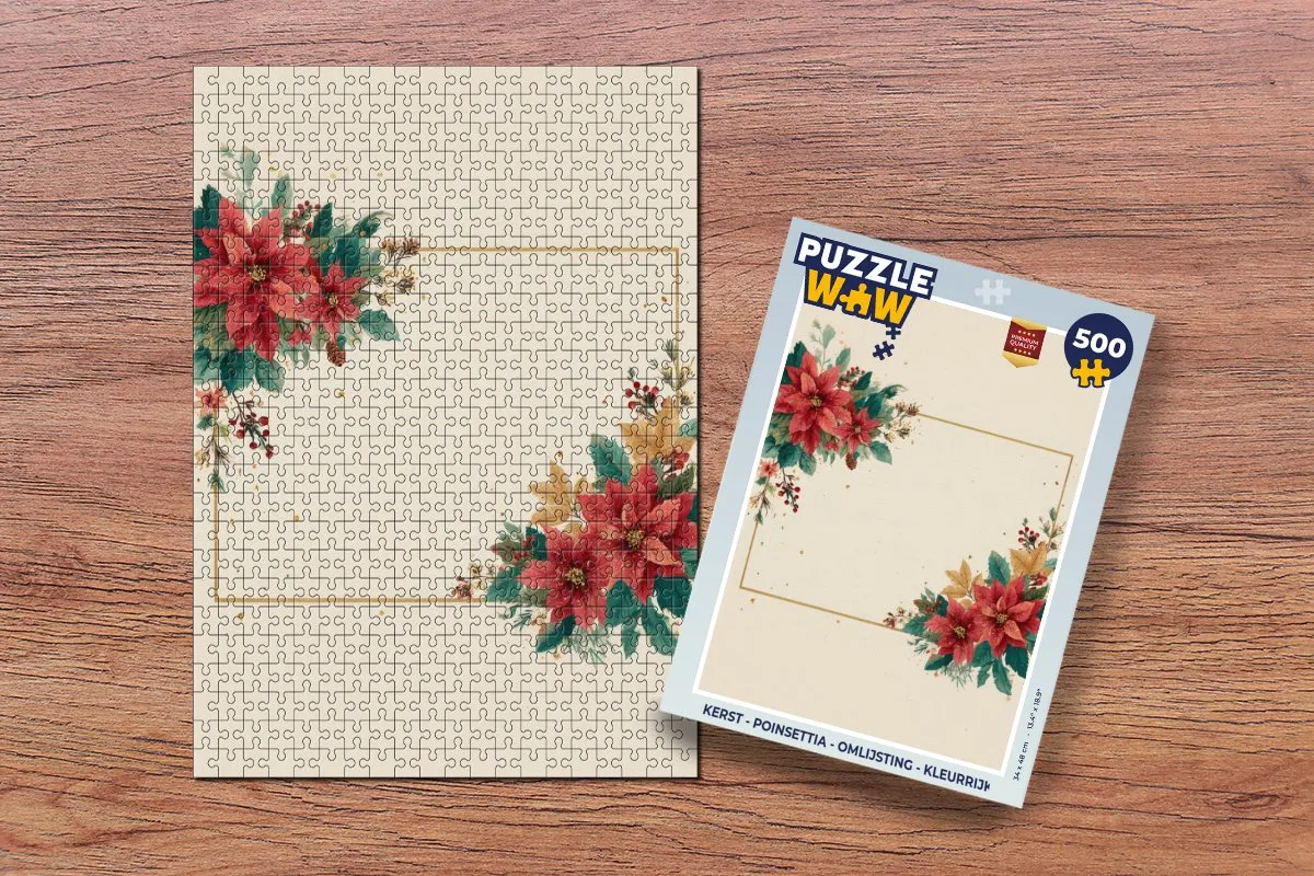 PuzzleWow Kerst Puzzel Poinsettia 500 Stuks - Kleurrijk