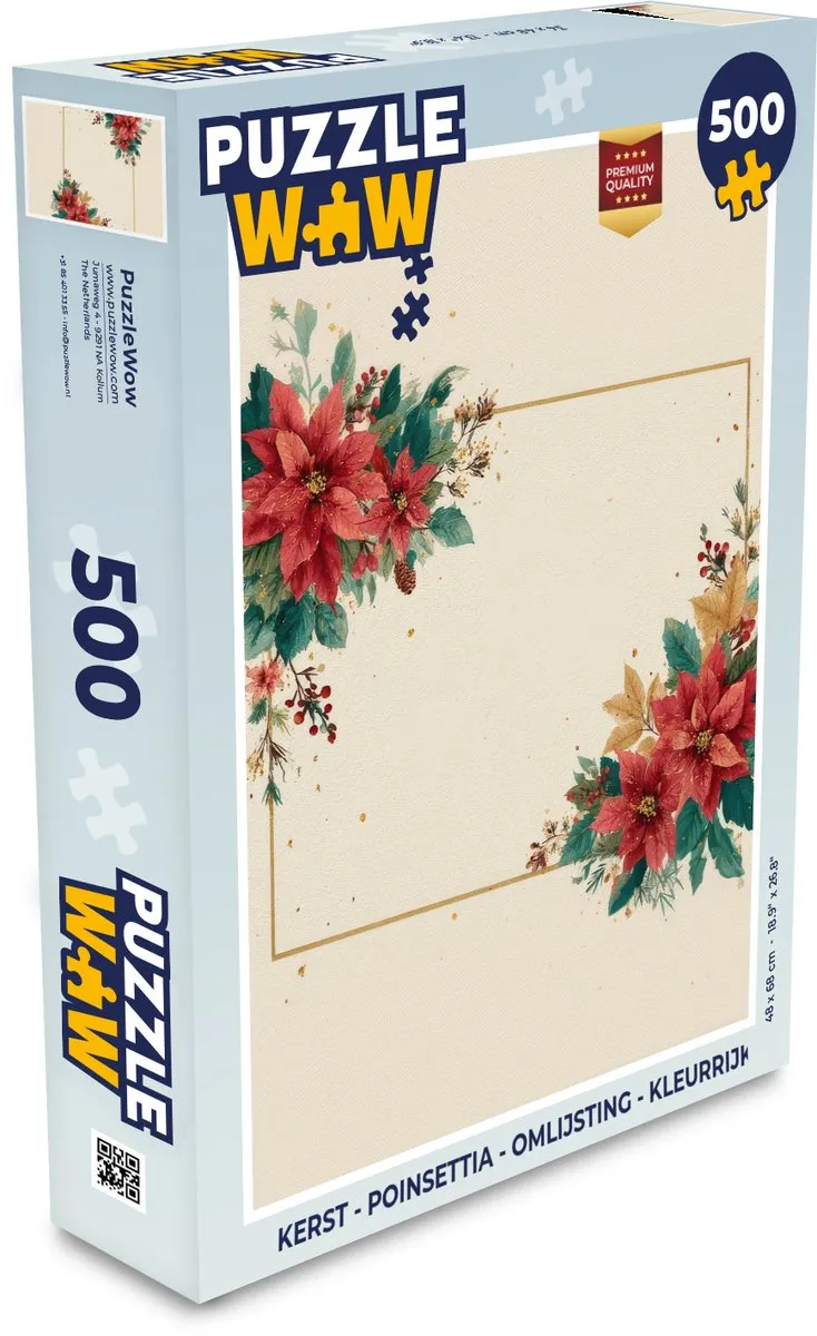 PuzzleWow Kerst Puzzel Poinsettia 500 Stuks