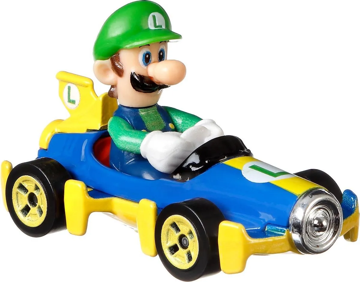 Hot Wheels Mario Kart Replica Diecast Luigi Mach 8 GBG27 - afbeelding 6 van 6