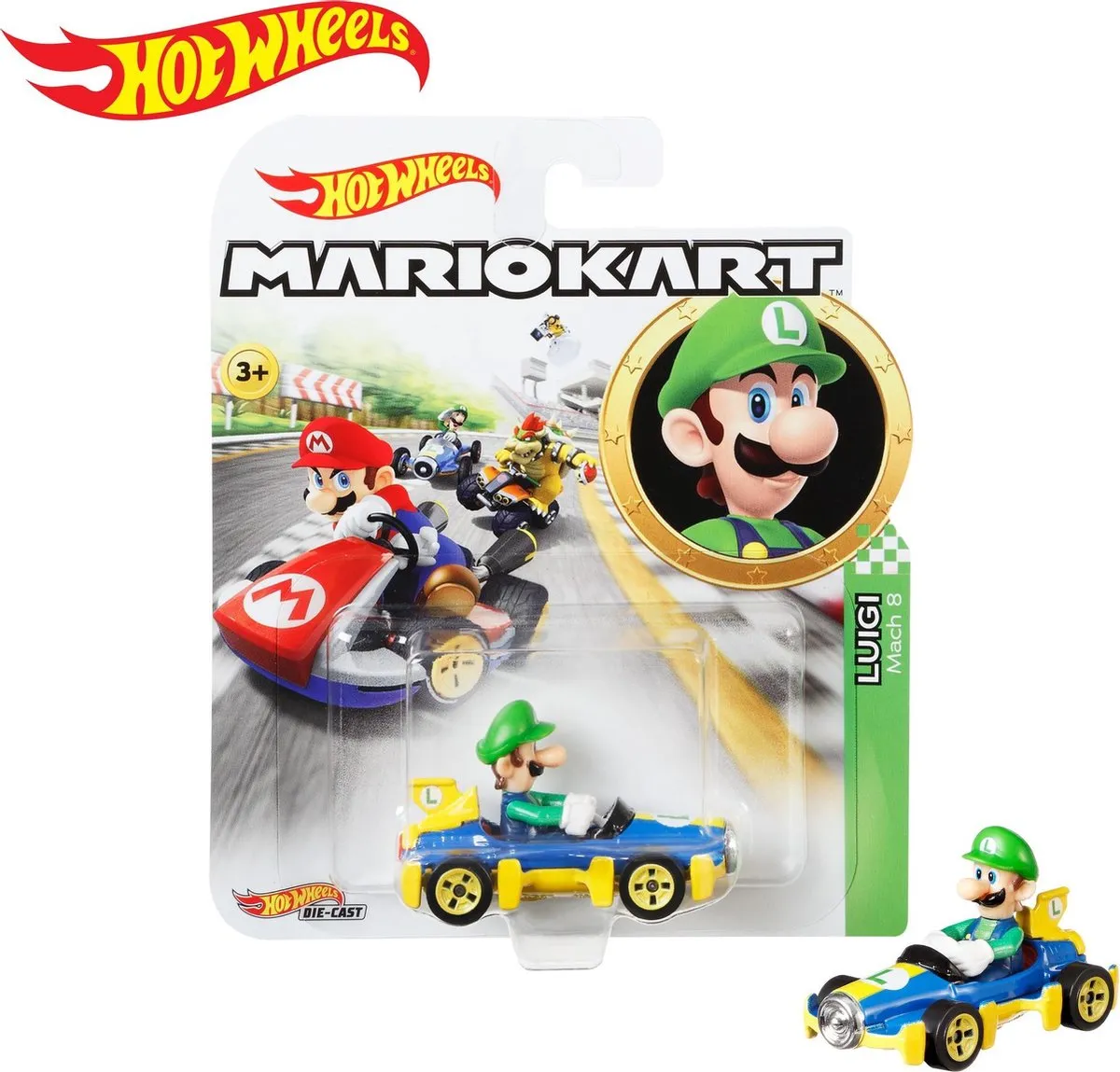 Hot Wheels Mario Kart Replica Diecast Luigi Mach 8 GBG27