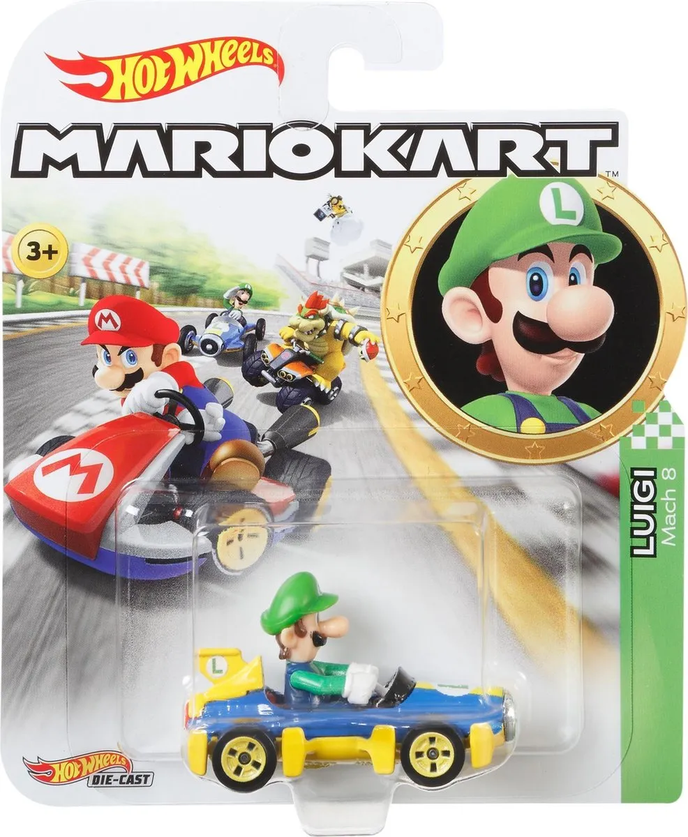 Hot Wheels Mario Kart Replica Diecast Luigi Mach 8 GBG27